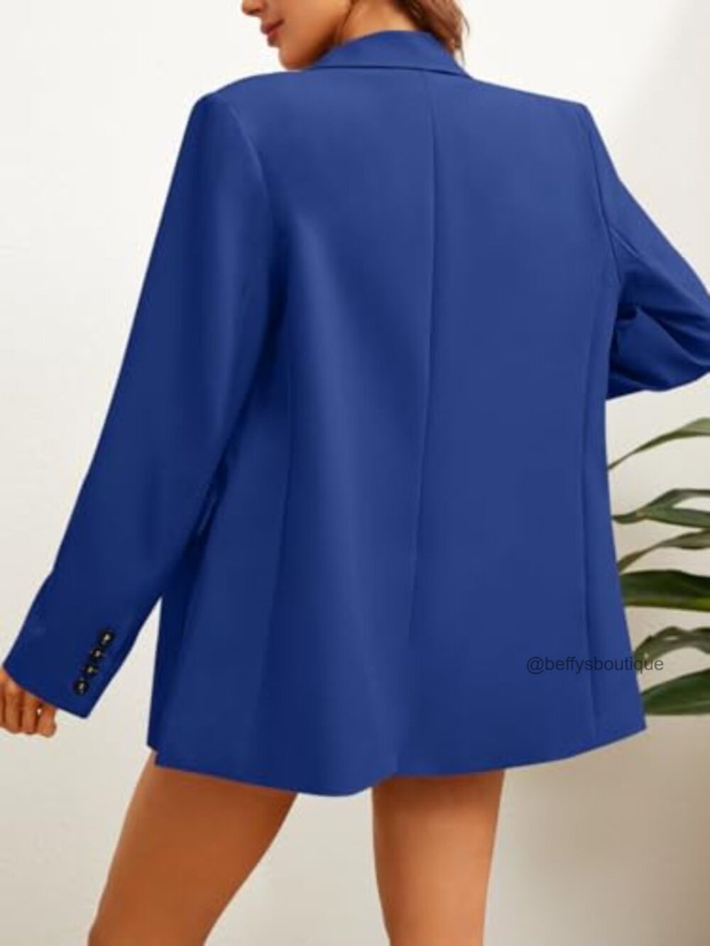 Oversized Boyfriend Blazer Long Sleeve Notch Lapel Button Office Jacket
